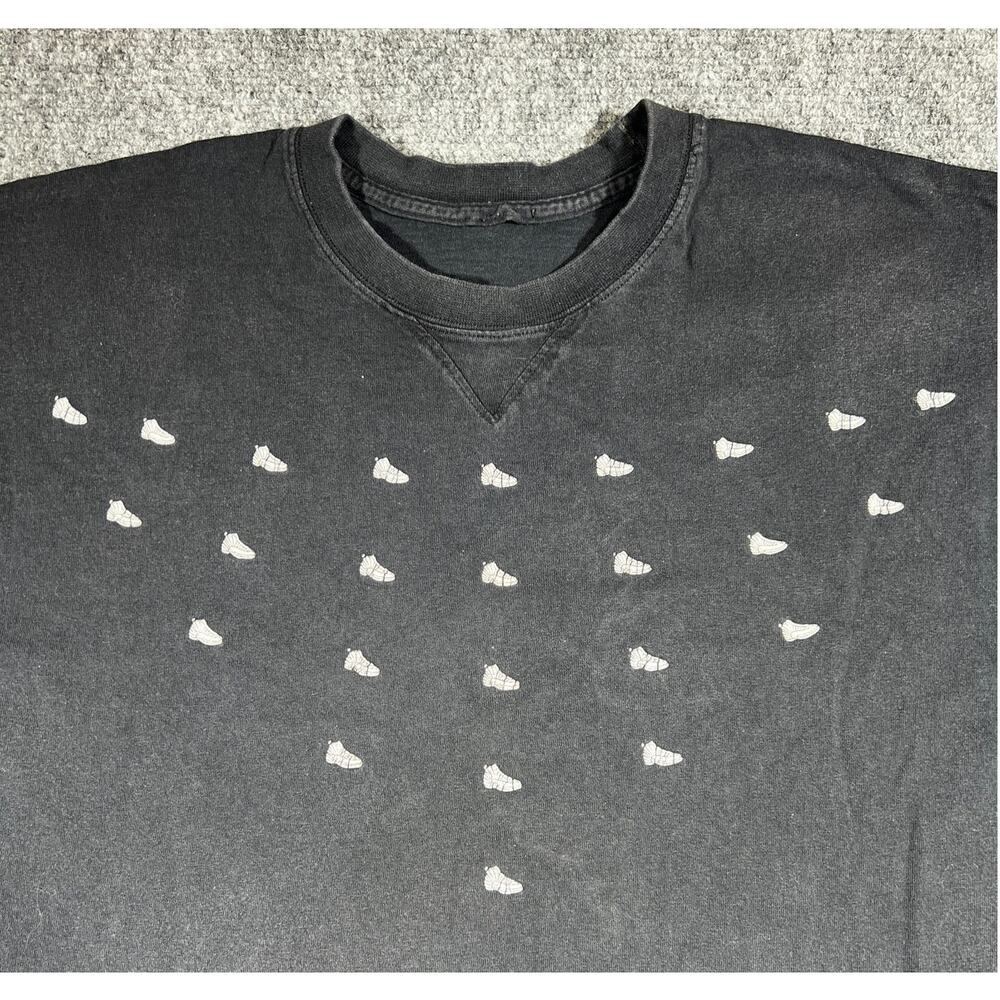 Y2K Jordan AF-1 Sneaker T-Shirt Black Faded Boxy Streetwear 2XL